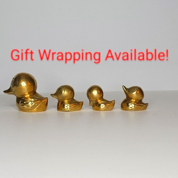 Family of Brass Ducks Vintage Figurines